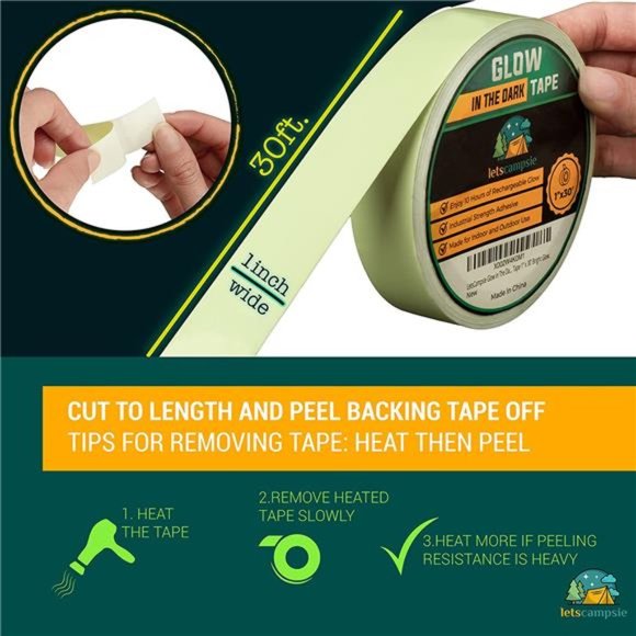 Glow in The Dark Tape–30ft x 1inch–Premium Industrial Grade Interior & Exterior - Picture 2 of 7